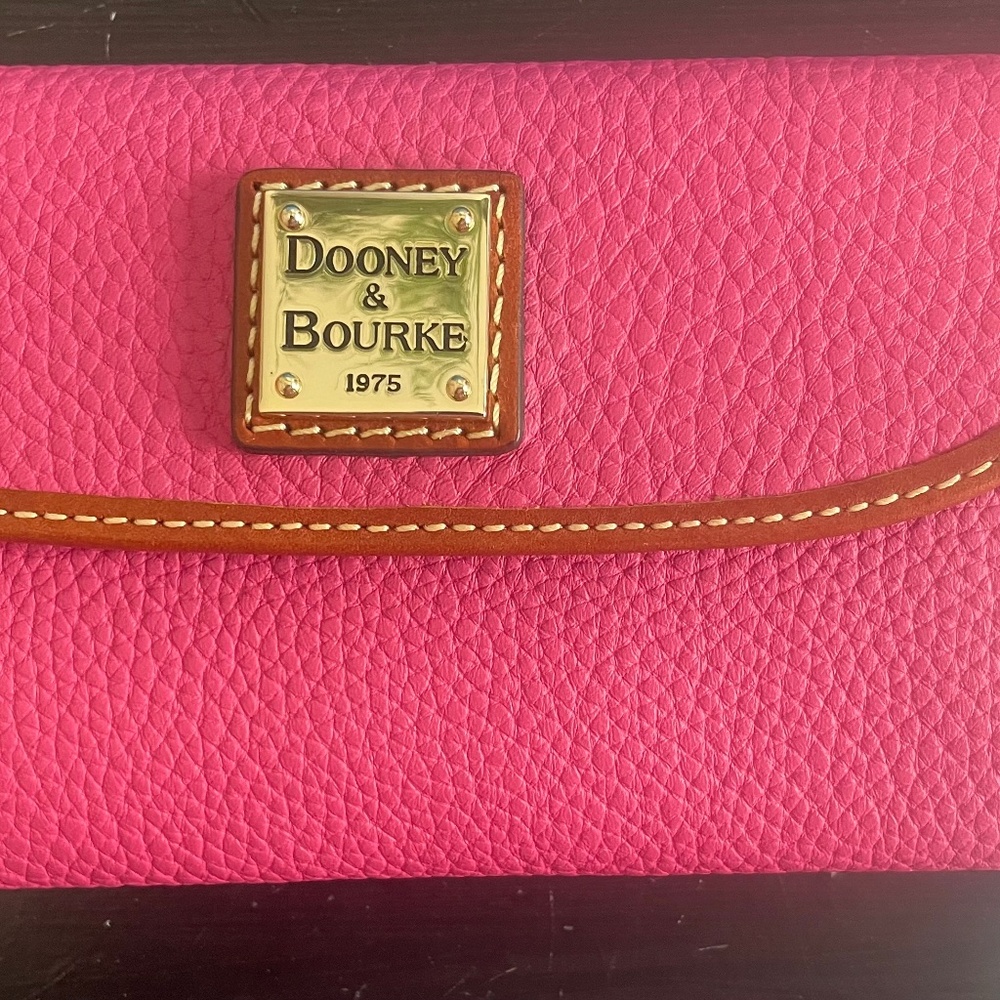 Dooney & Bourke Pink Wallet with Brown Trim